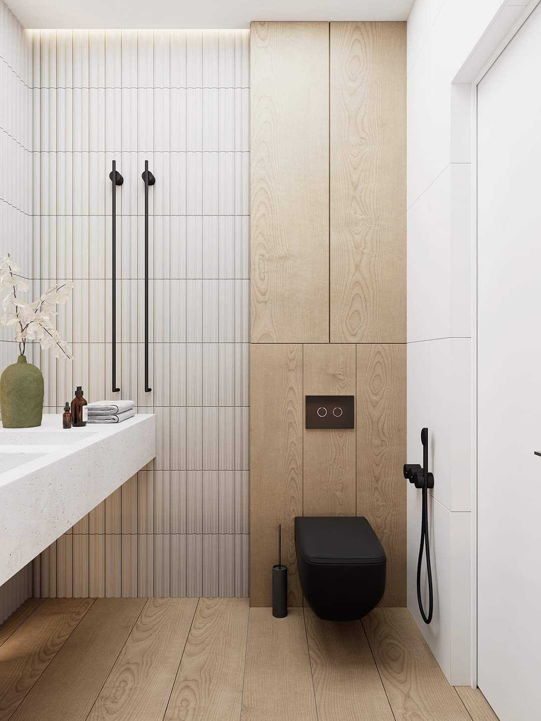 Contemporary Bathroom with Homogeneous Tiles and Mirror