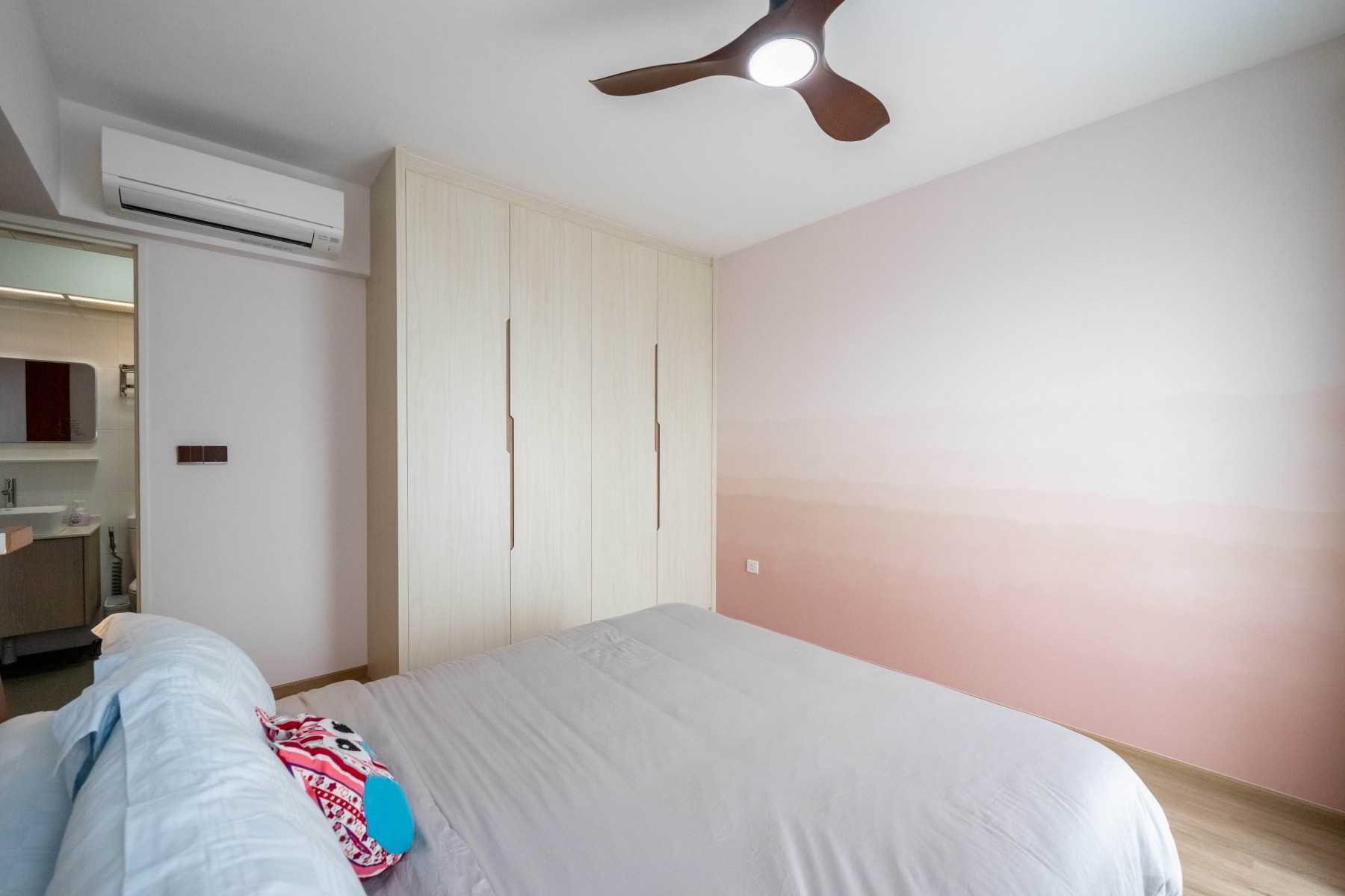 Scandinavian Bedroom with Wardrobe and Bedside Table