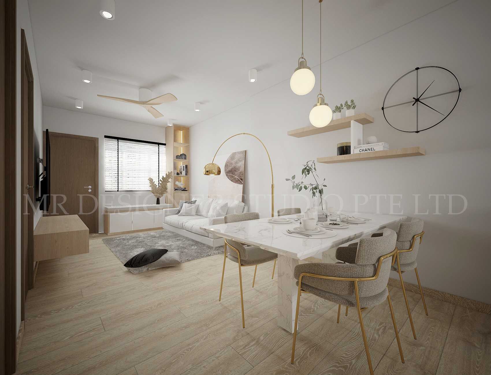 Eclectic Living Room with Bookshelf and Vinyl Flooring