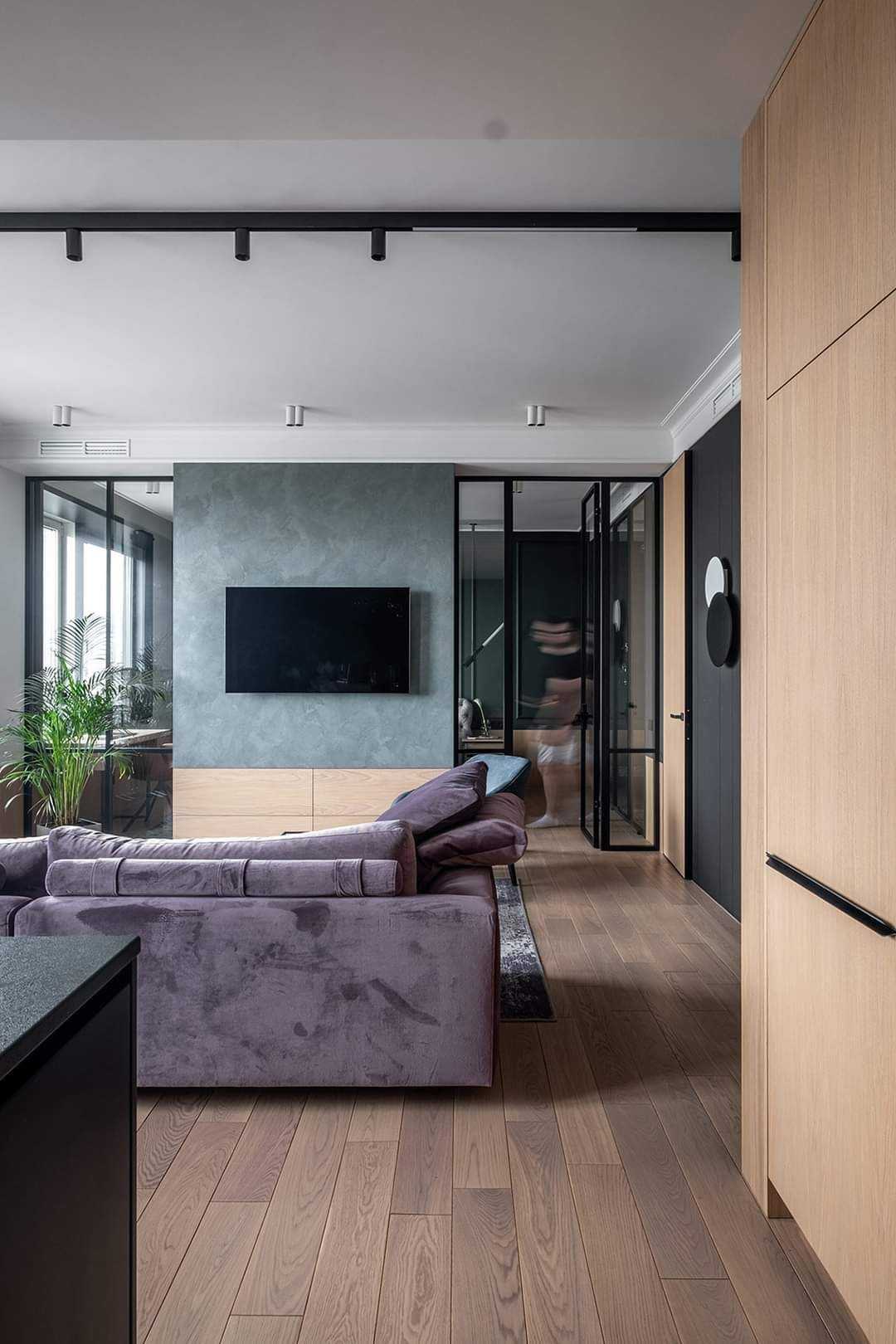 Contemporary Living Room with Vinyl Flooring and TV Console