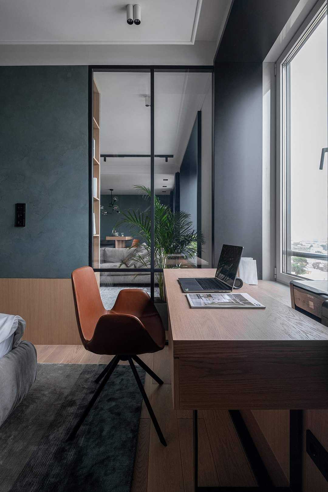 Contemporary Bedroom with Vinyl Flooring and Drop Light