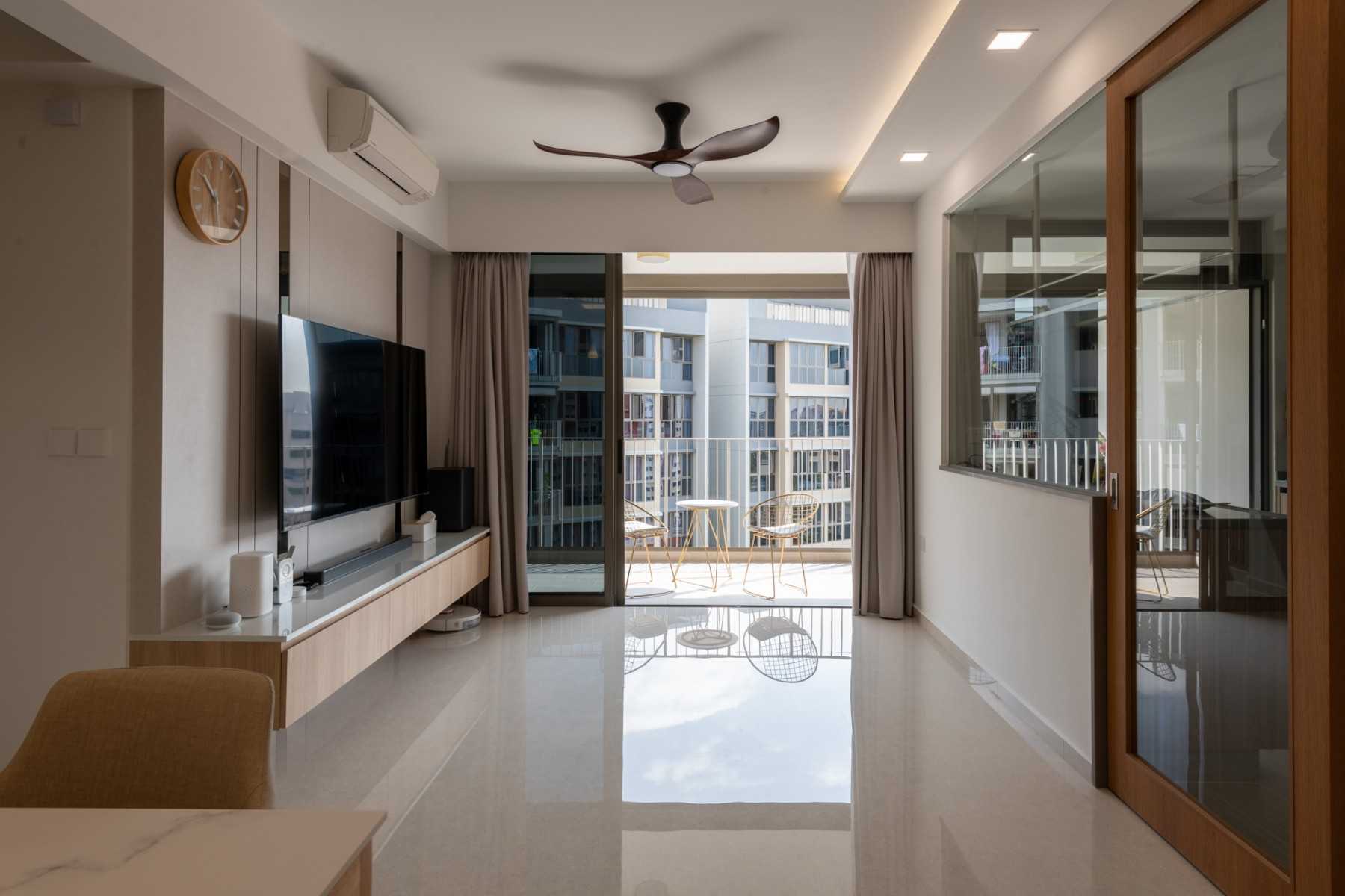 Contemporary Living Room with Feature Wall and Drop Ceiling