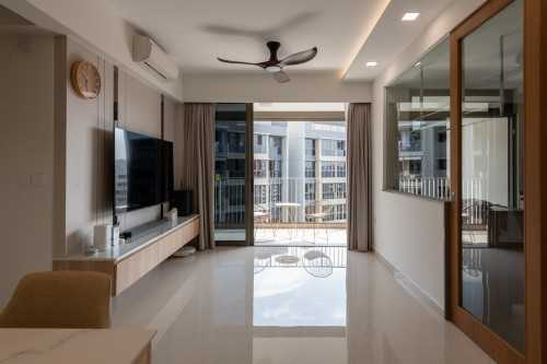 Contemporary Living Room at river cove residence