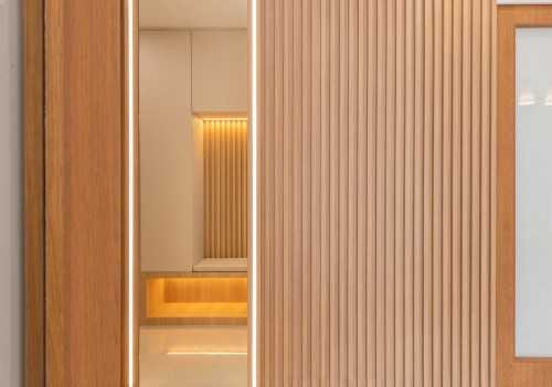 Contemporary Entryway at river cove residence