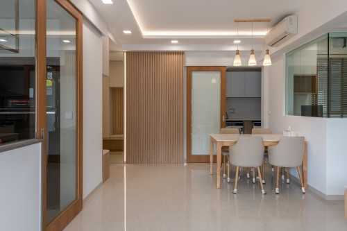 Contemporary Dining Room at river cove residence