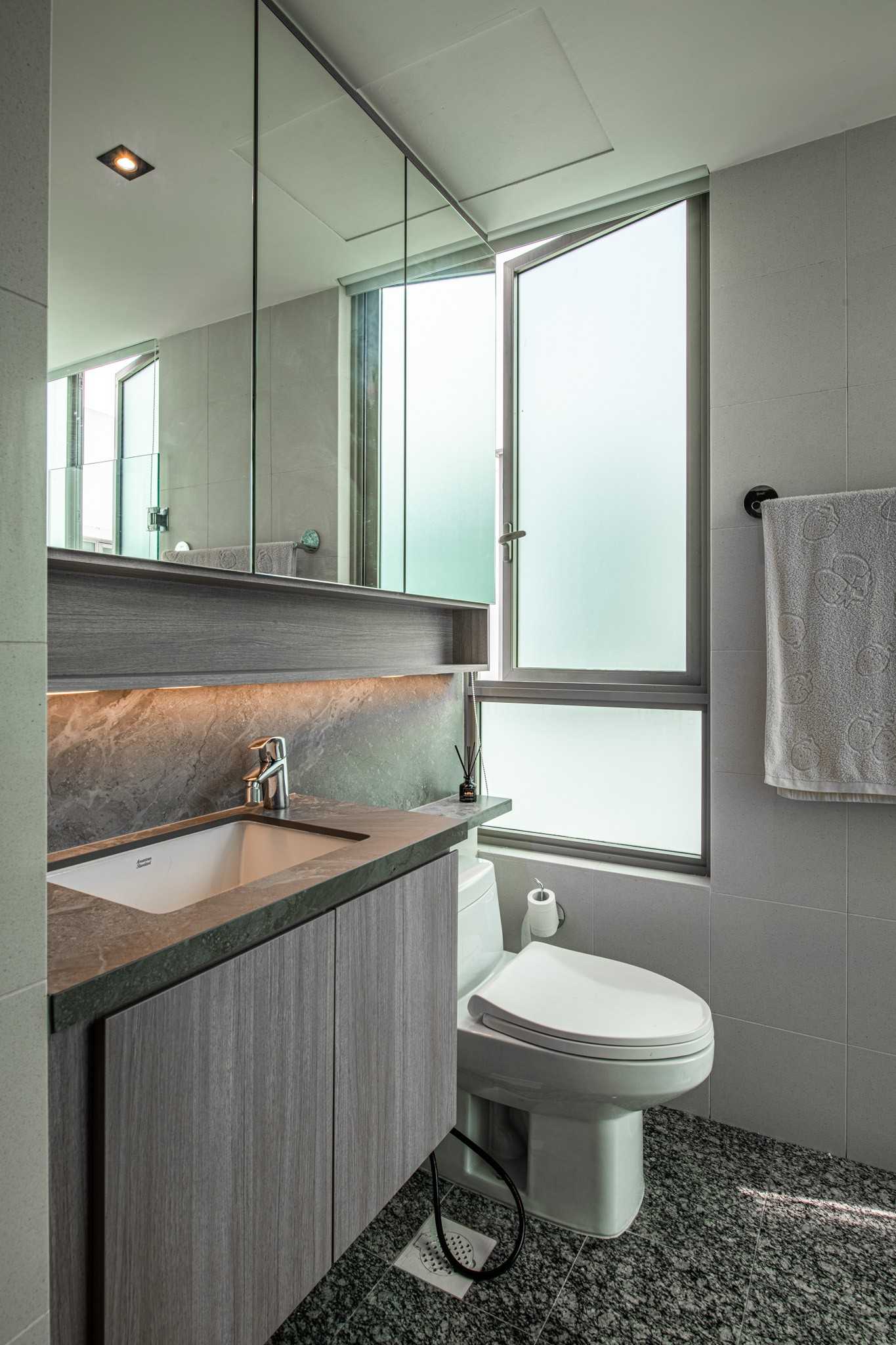 Eclectic Bathroom with Bathroom Storage and Bathroom Sinks