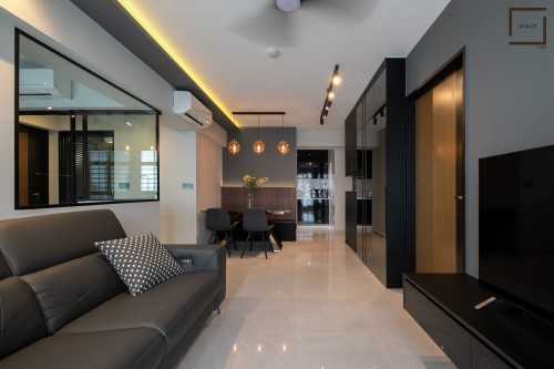 Modern Living Room at 4-ROOM HDB @ STRATHMORE AVE