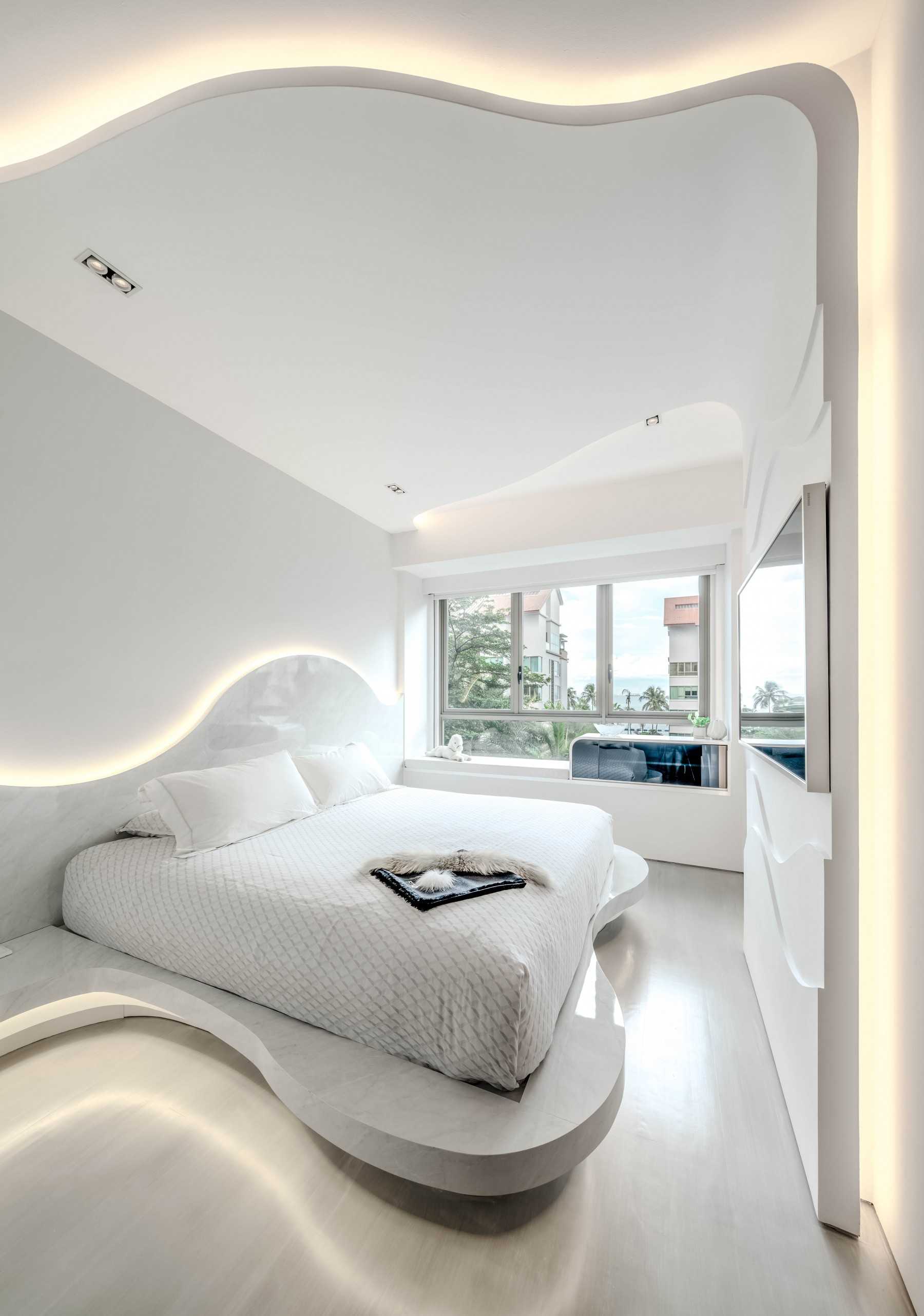Modern Bedroom with Platform Bed and Bed