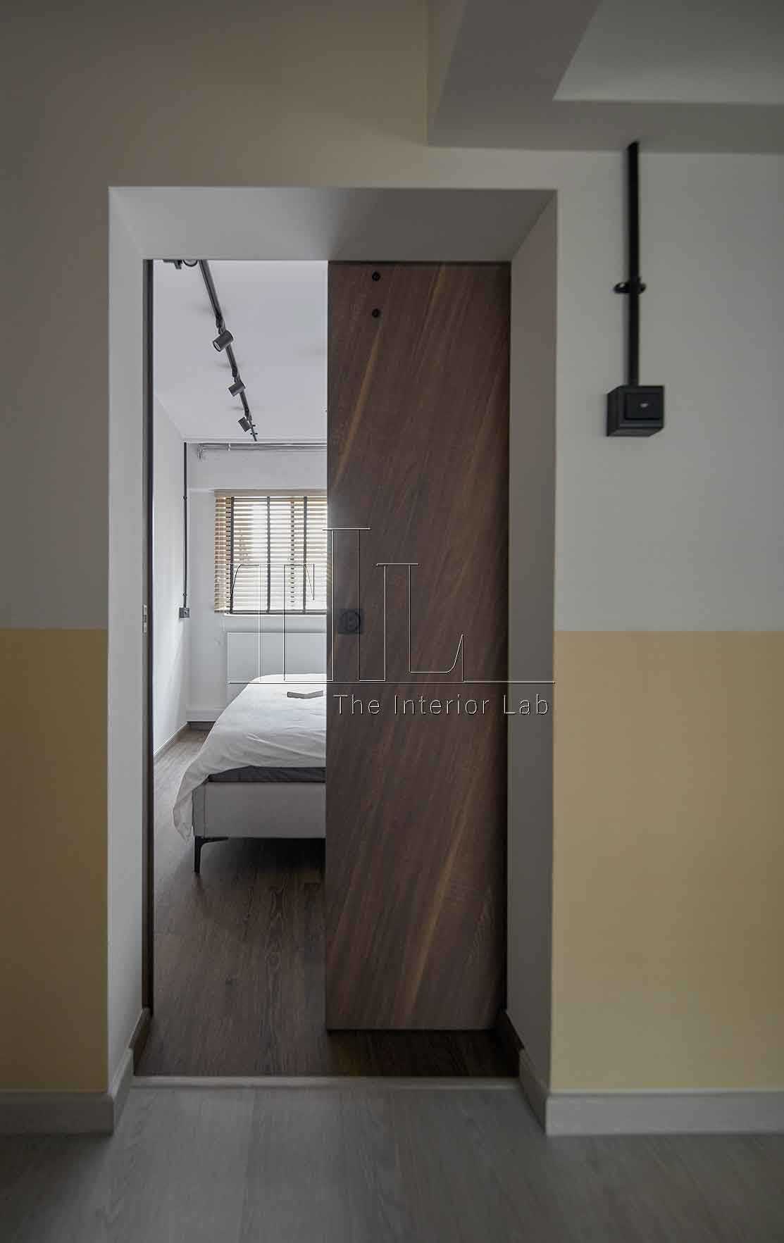 Eclectic Bedroom with Doors and Sliding Door
