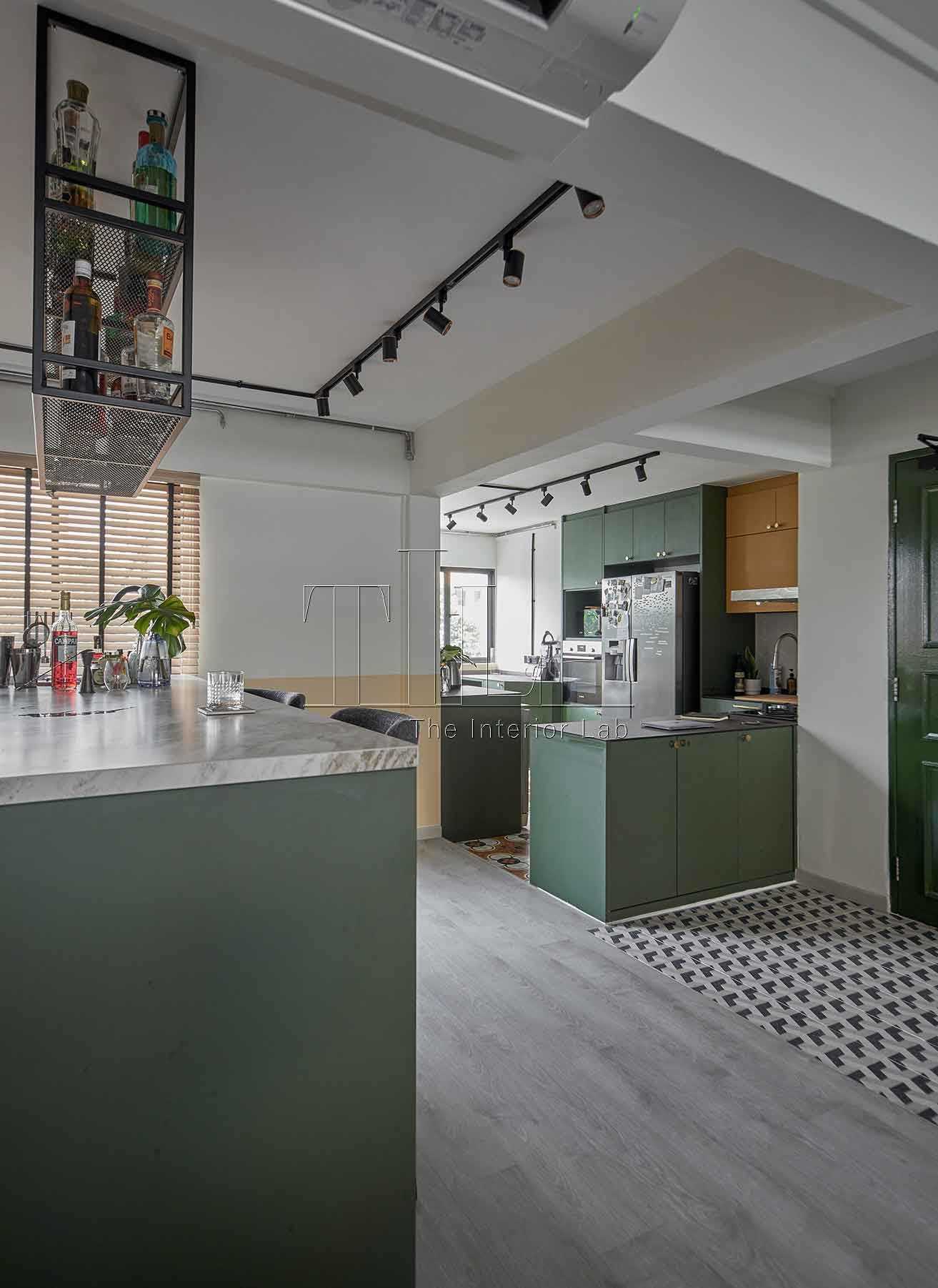 Eclectic Kitchen with Countertop and Kitchen Cabinets
