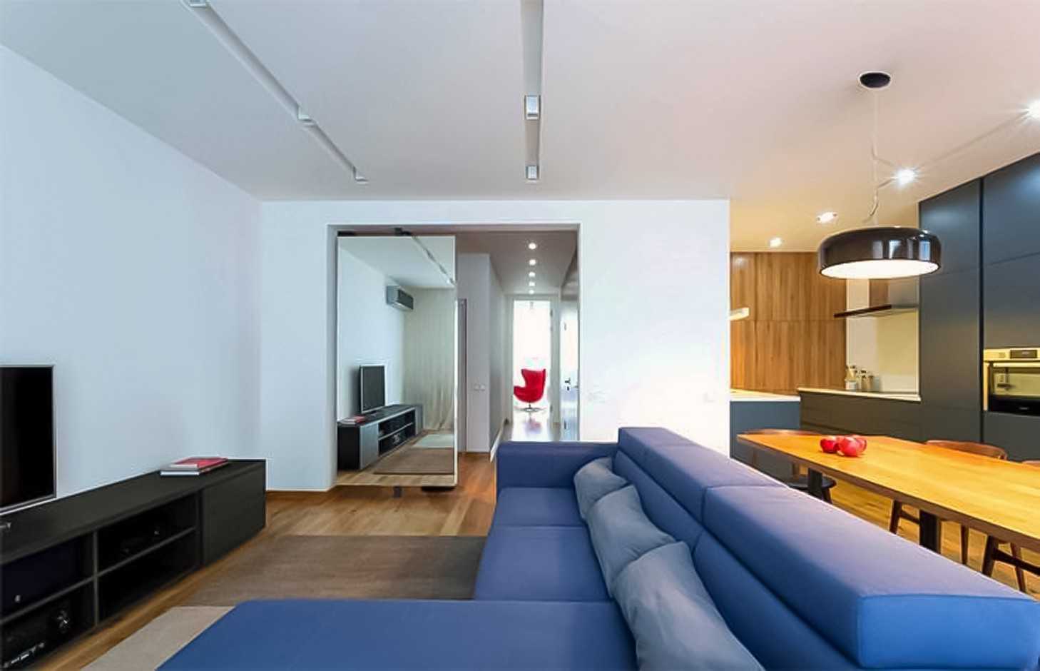 Modern Living Room with Vinyl Flooring and TV Console