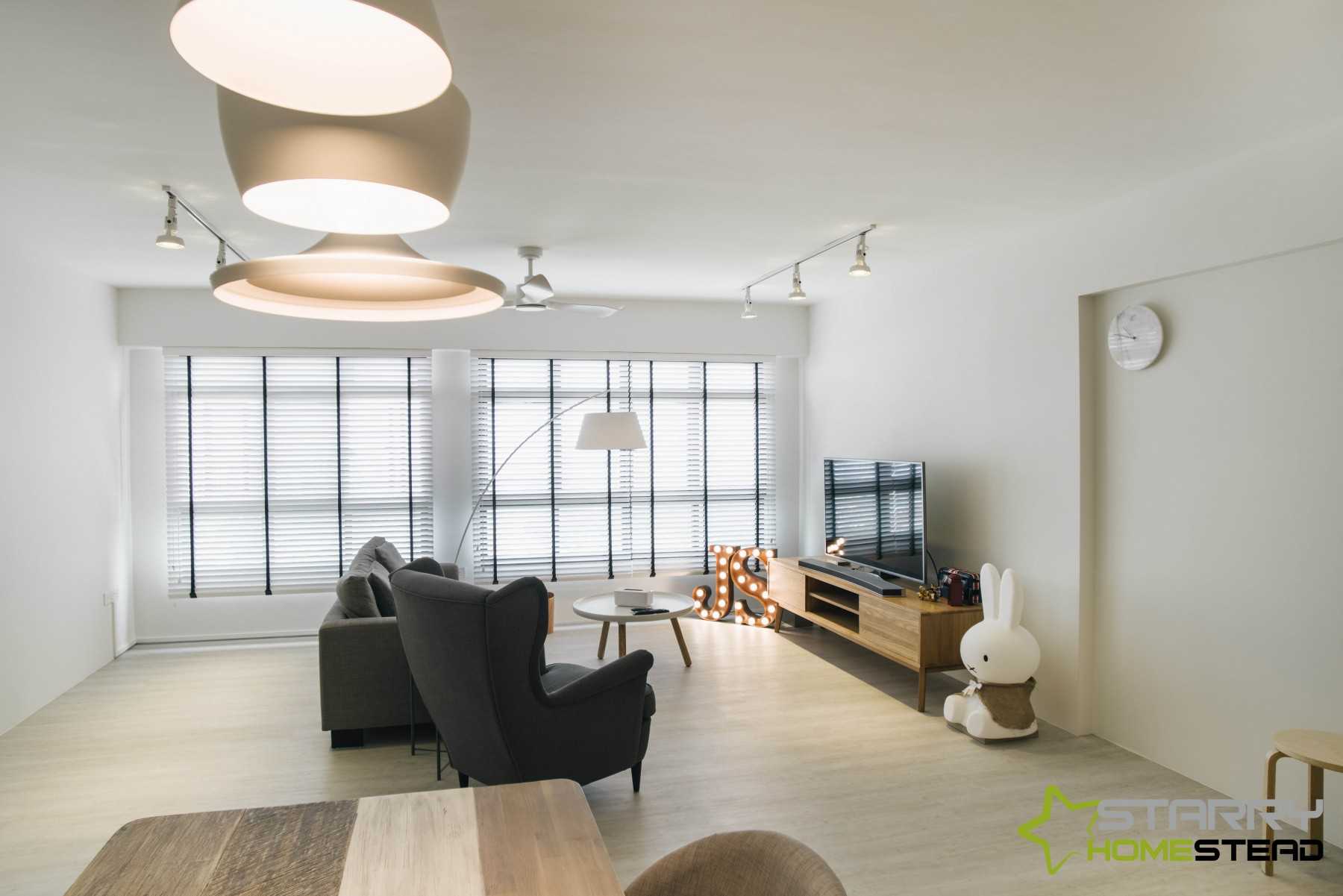 Contemporary Living Room with Vinyl Flooring and TV Console