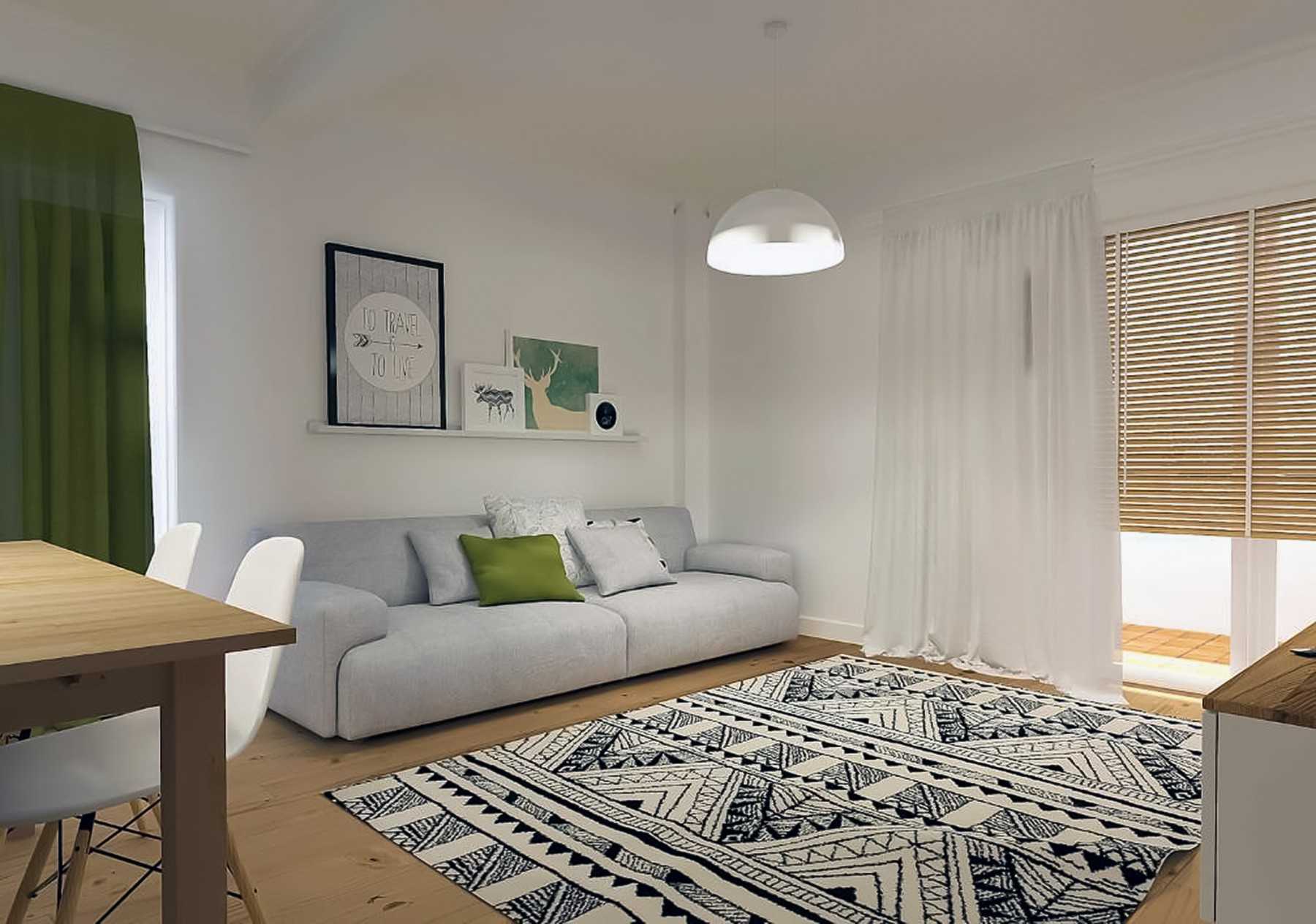 Contemporary Living Room with TV Console and Feature Wall