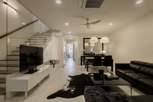 Minimalist Living Room at 2 Storey Apartment at Bowmont Centre