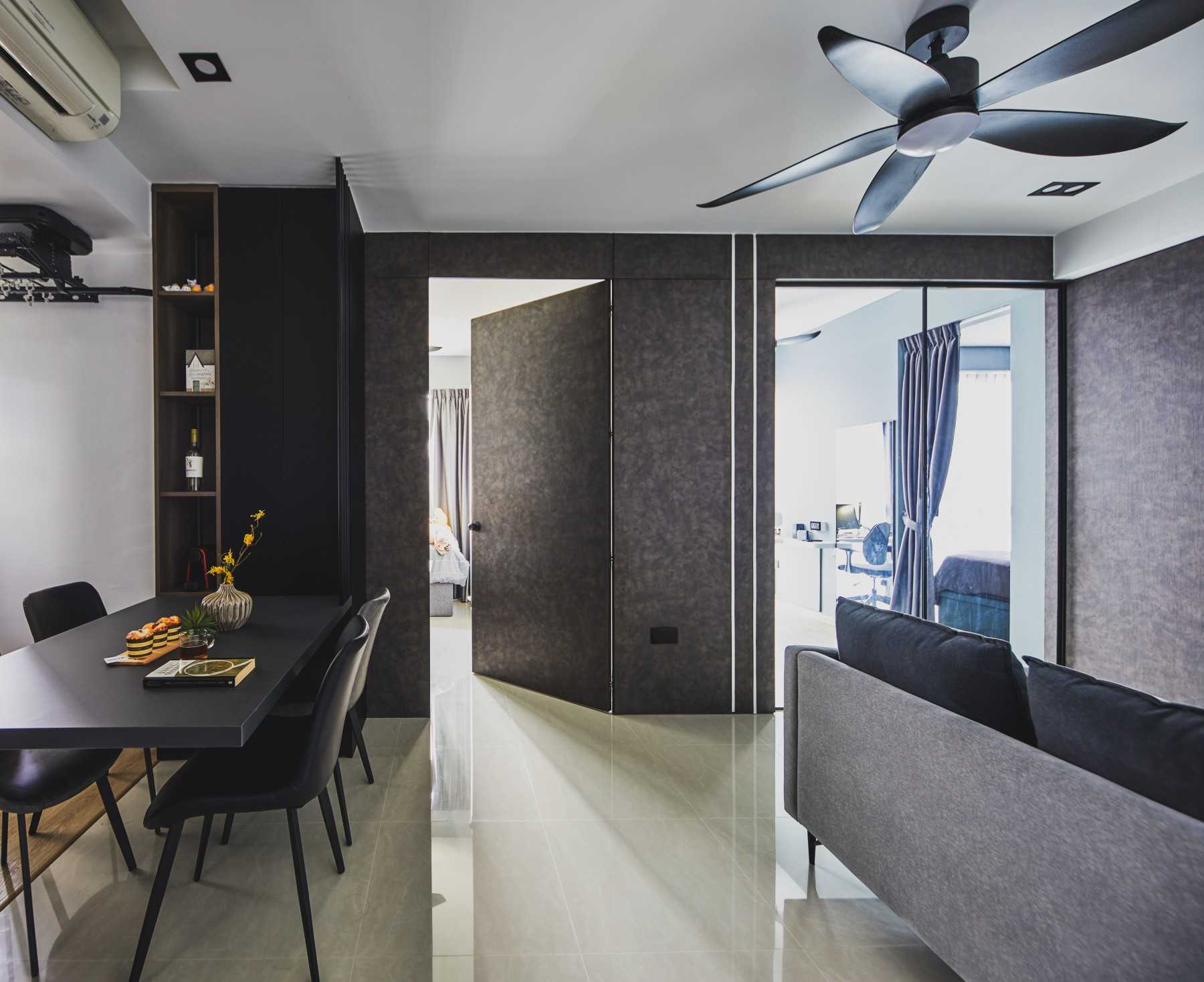 Minimalist Living Room with Feature Wall and Wood Feature Wall