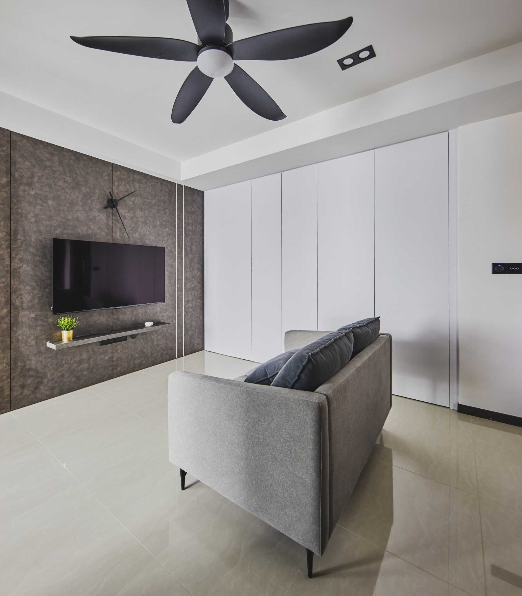 Minimalist Living Room with Sofa and Storage Cabinets