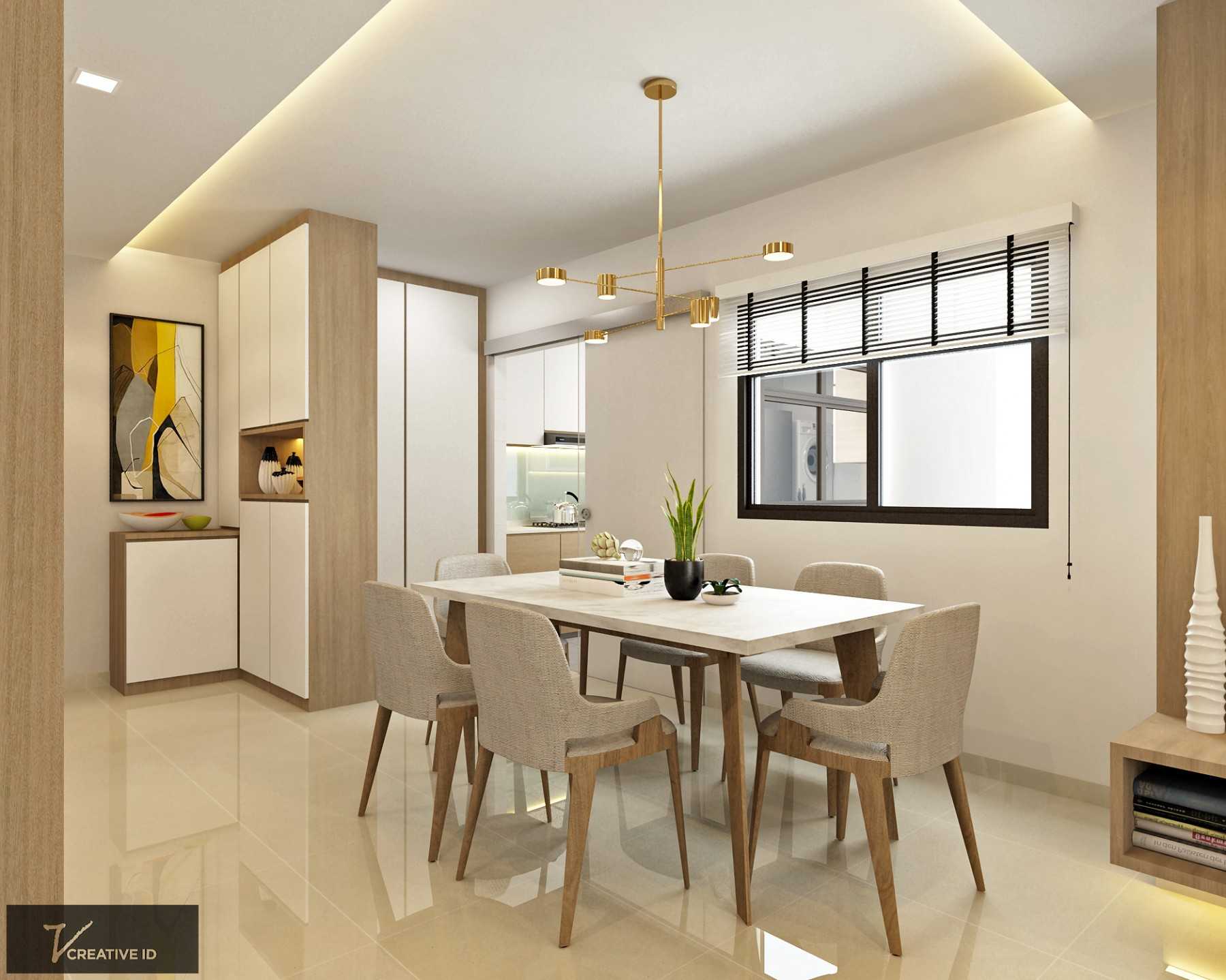 Scandinavian Dining Room with Cove Lighting and Dining Table