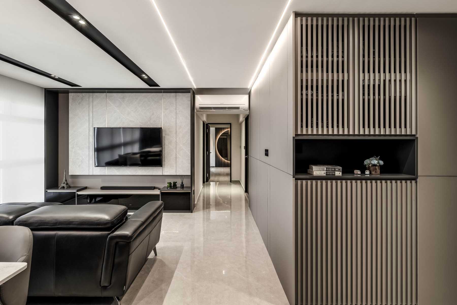 Modern Living Room with Feature Wall and TV