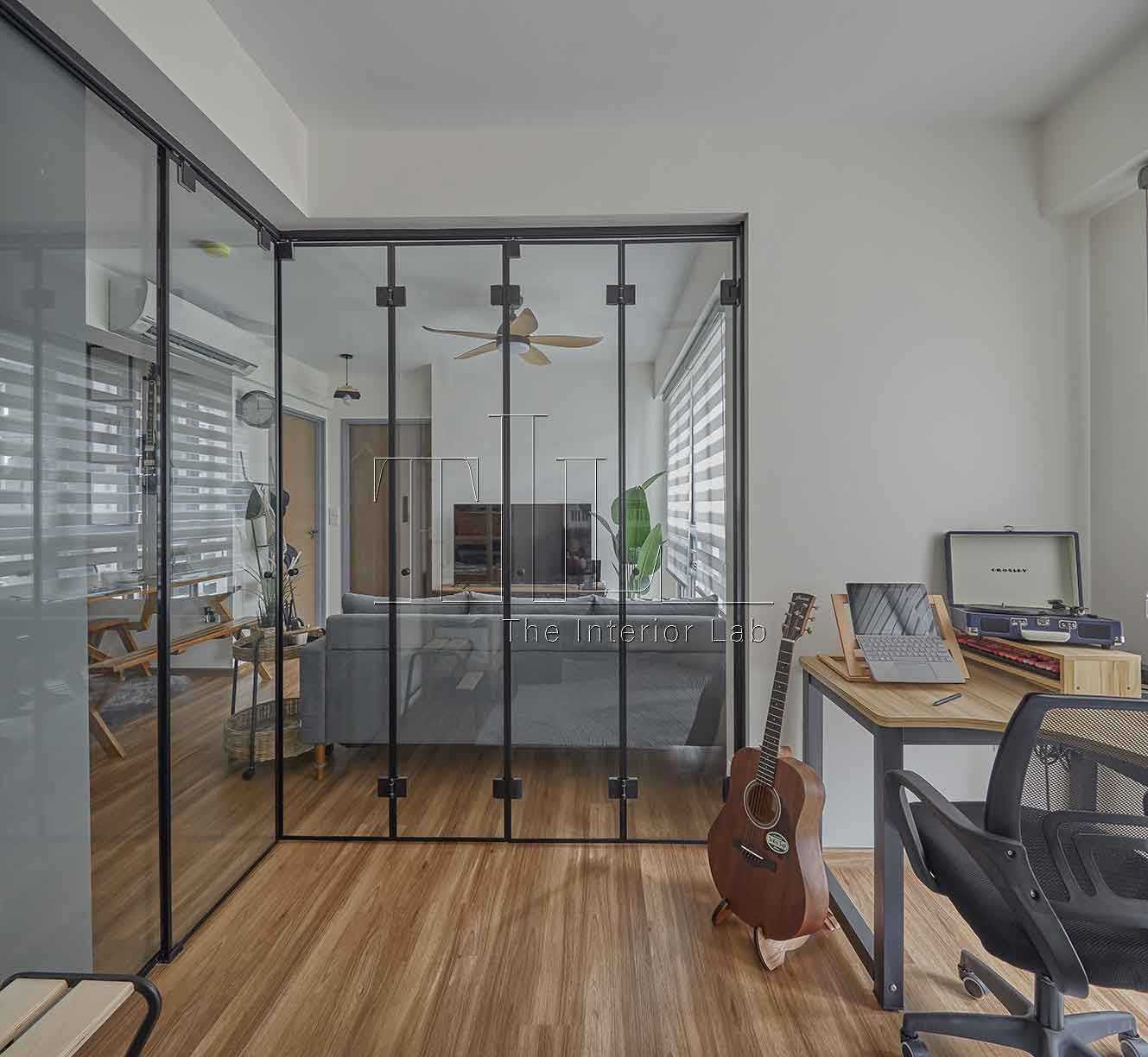 Contemporary Study with Glass Door and Desk