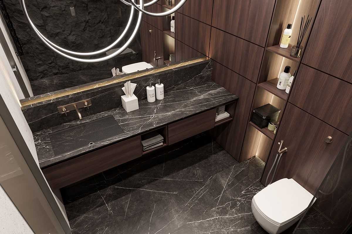 Contemporary Bathroom with Homogeneous Tiles and Mirror