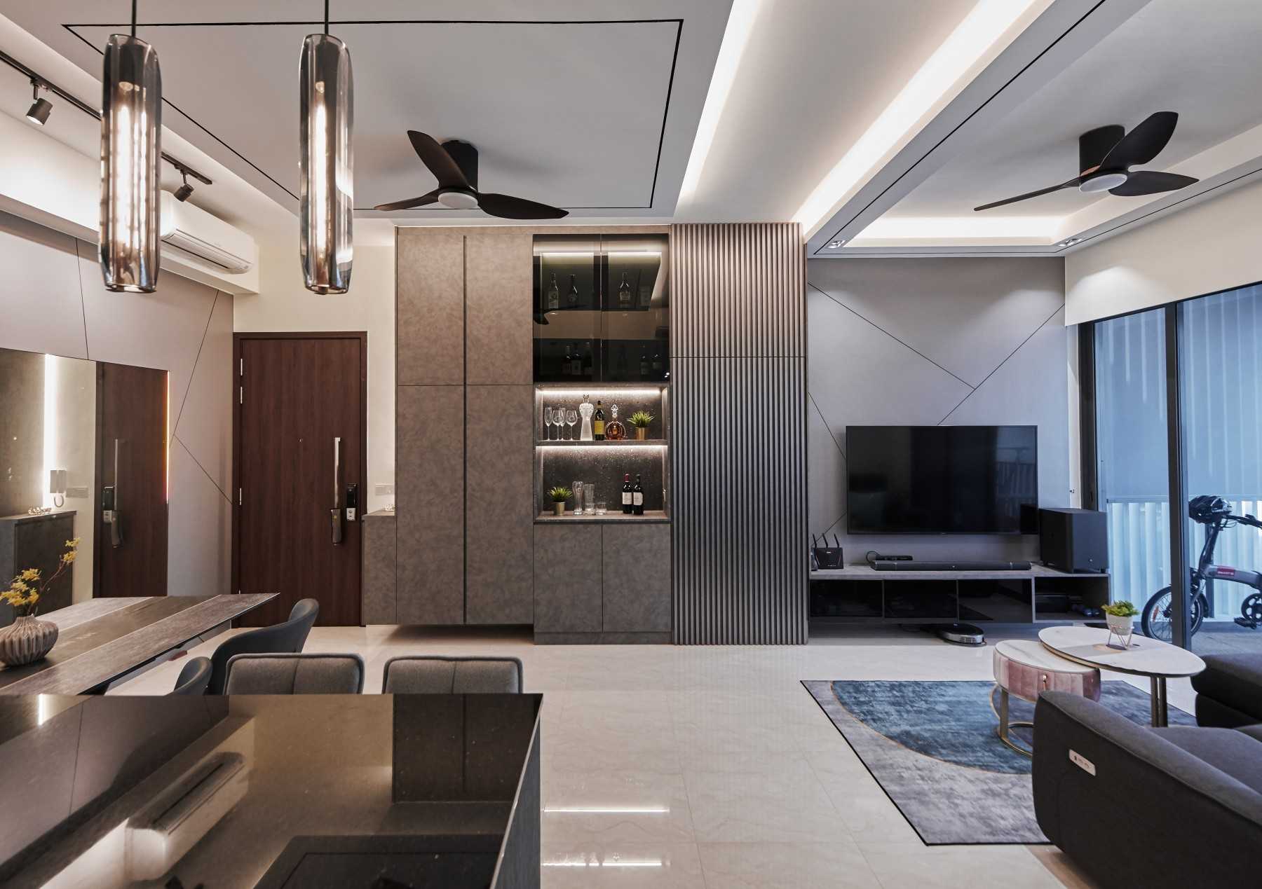 Modern Living Room with TV Console and Feature Wall