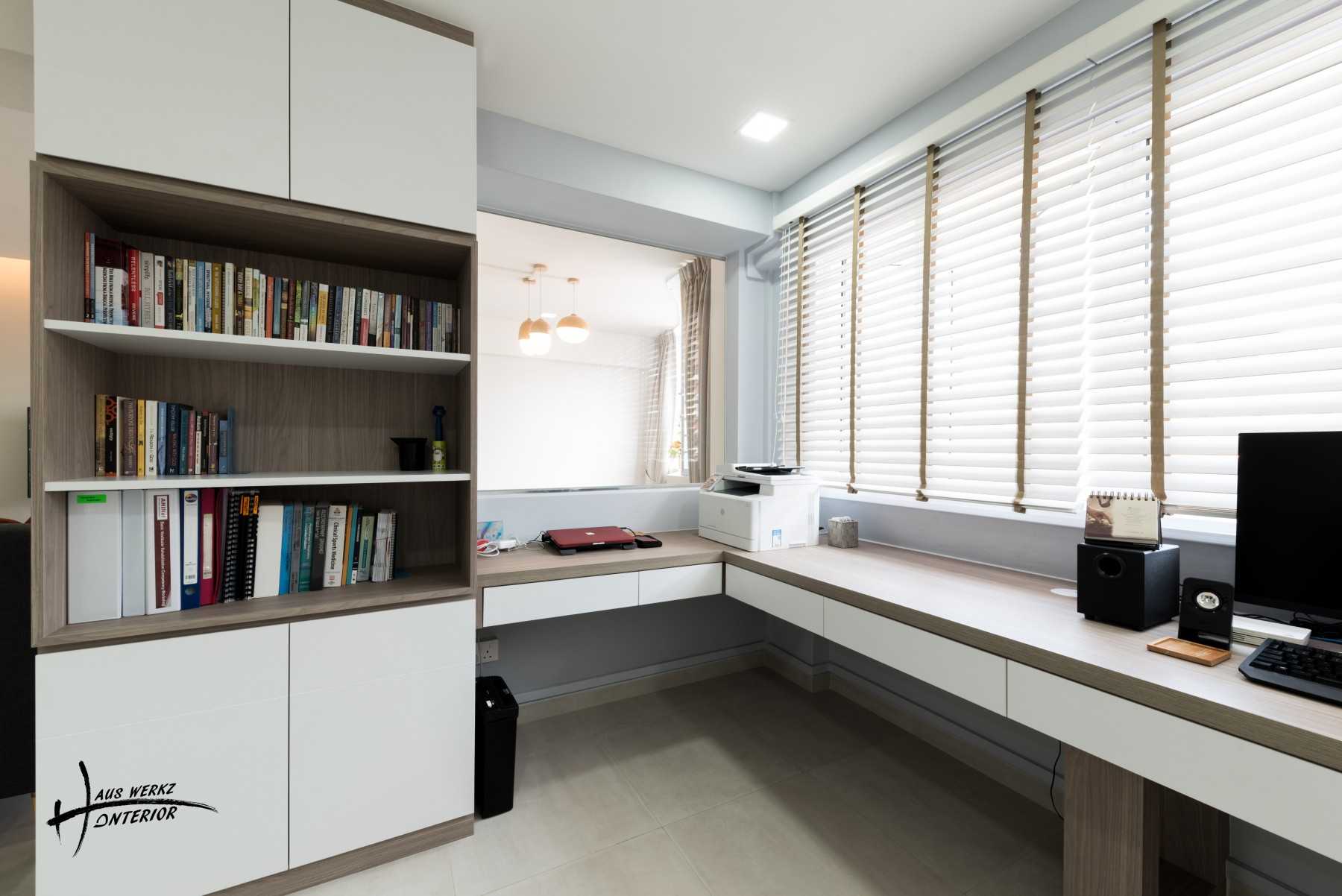 Scandinavian Study with Bookshelf and Drop Ceiling