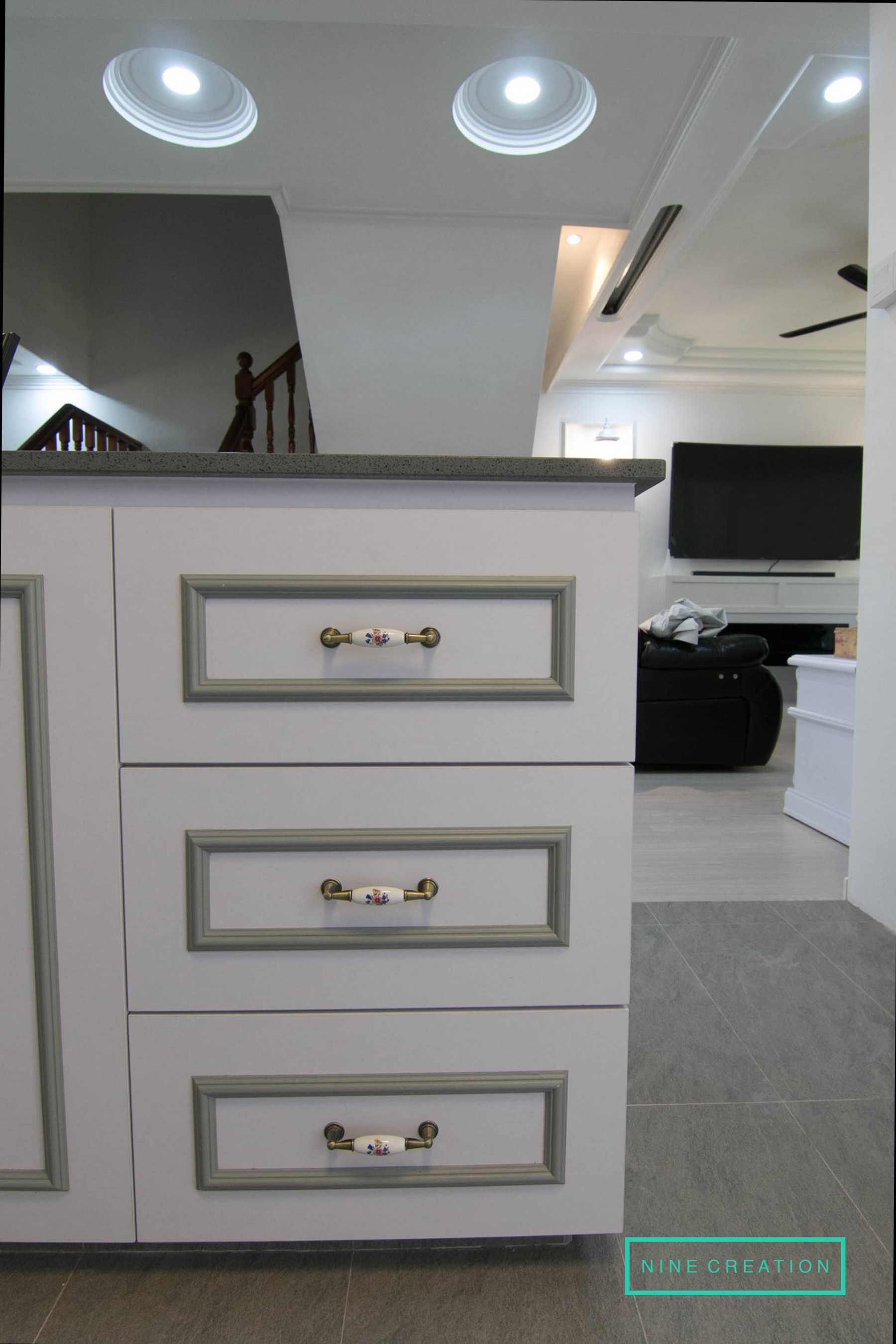 Vintage Kitchen with Cupboard and Open Kitchen