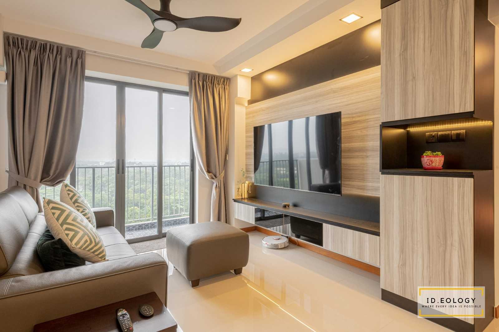 Modern Living Room with Bay Window and Cove Lighting