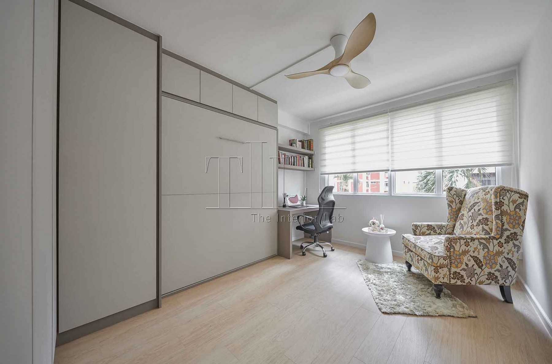Contemporary Bedroom with Wood Flooring and Ceiling Fan