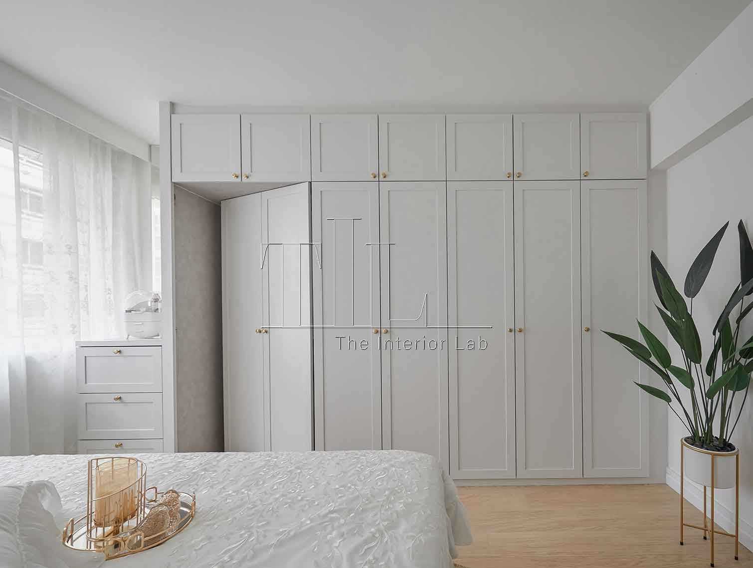 Contemporary Bedroom with Wood Flooring and Wardrobe