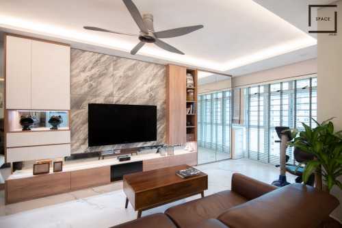 Contemporary Living Room at 5 Room HDB @ Edgedale Plains