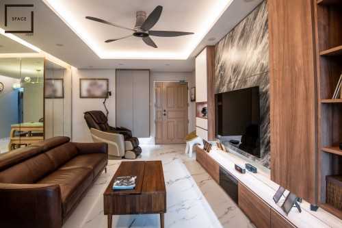 Contemporary Living Room at 5 Room HDB @ Edgedale Plains