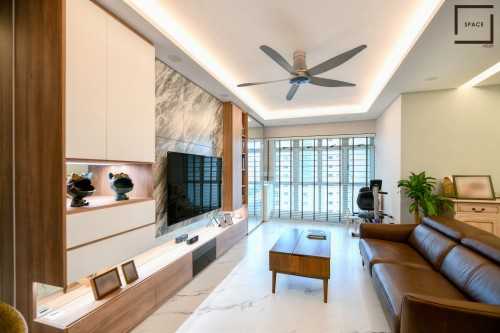 Contemporary Living Room at 5 Room HDB @ Edgedale Plains