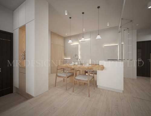 Minimalist Living Room at upper east coast siglap lodge