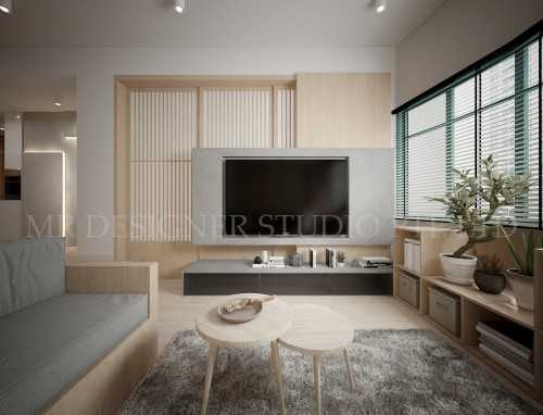 Minimalist Living Room at upper east coast siglap lodge