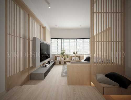 Minimalist Living Room at upper east coast siglap lodge