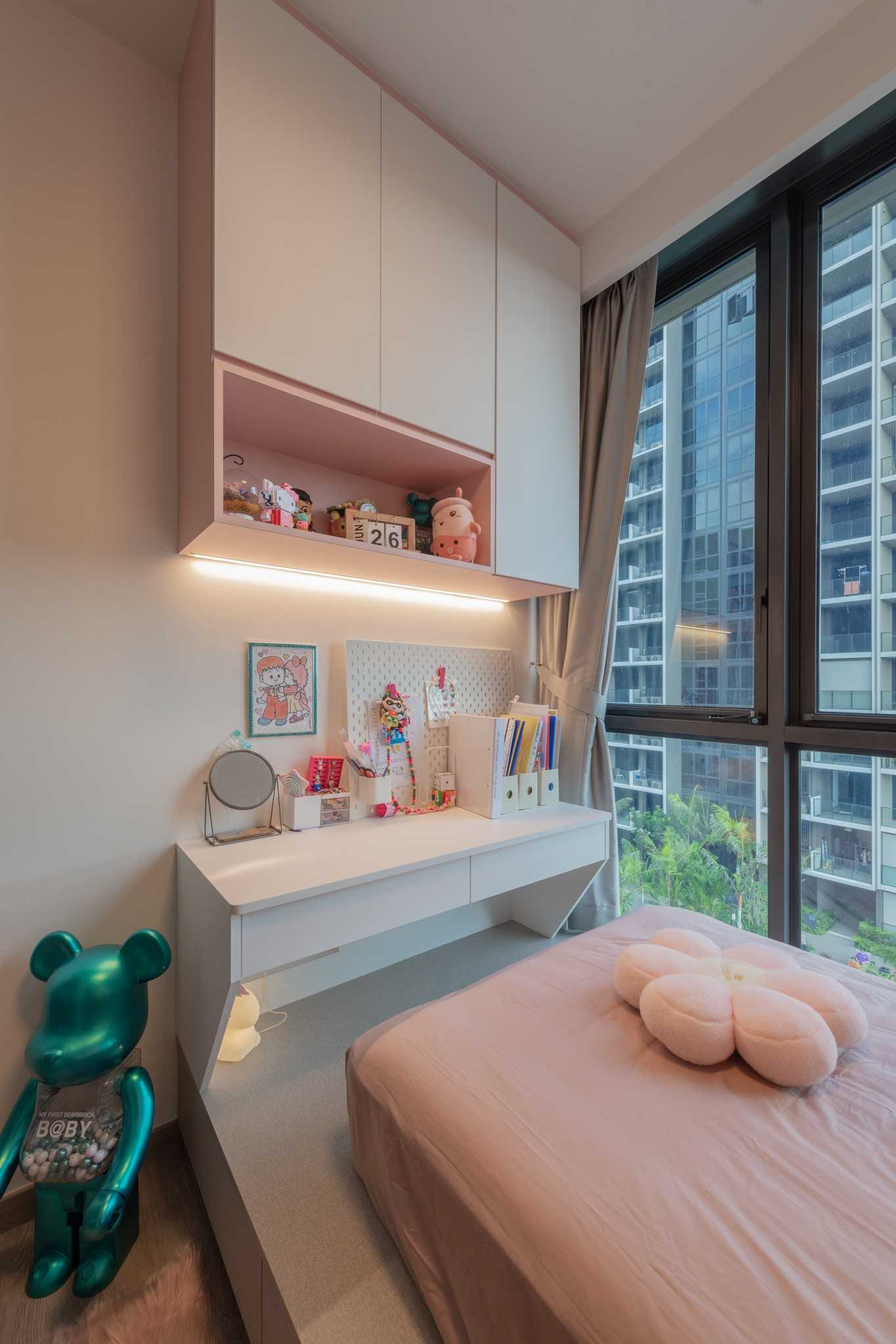 Eclectic Bedroom with Bookshelf and Platform Bed