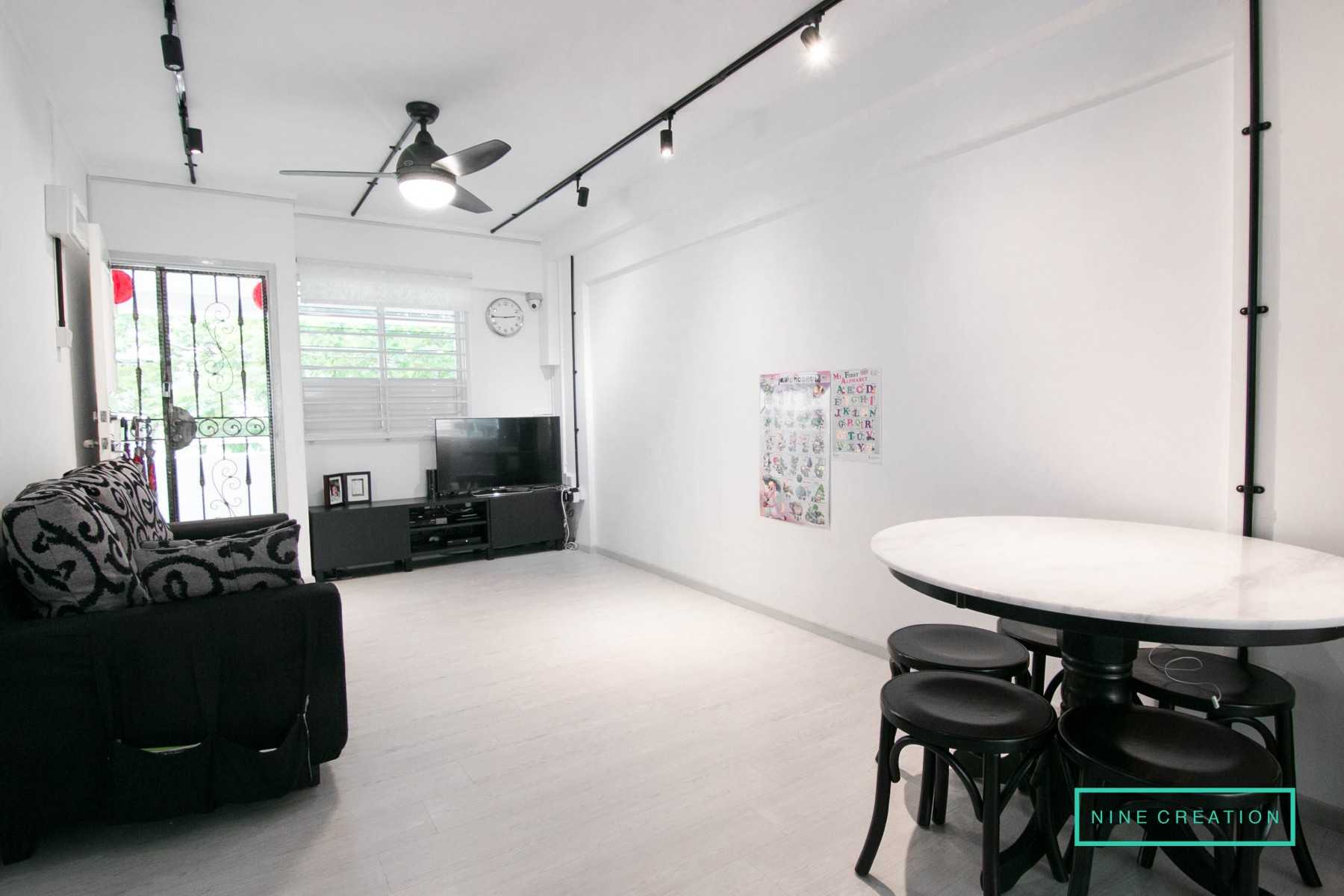Minimalist Living Room with Vinyl Flooring and TV Console
