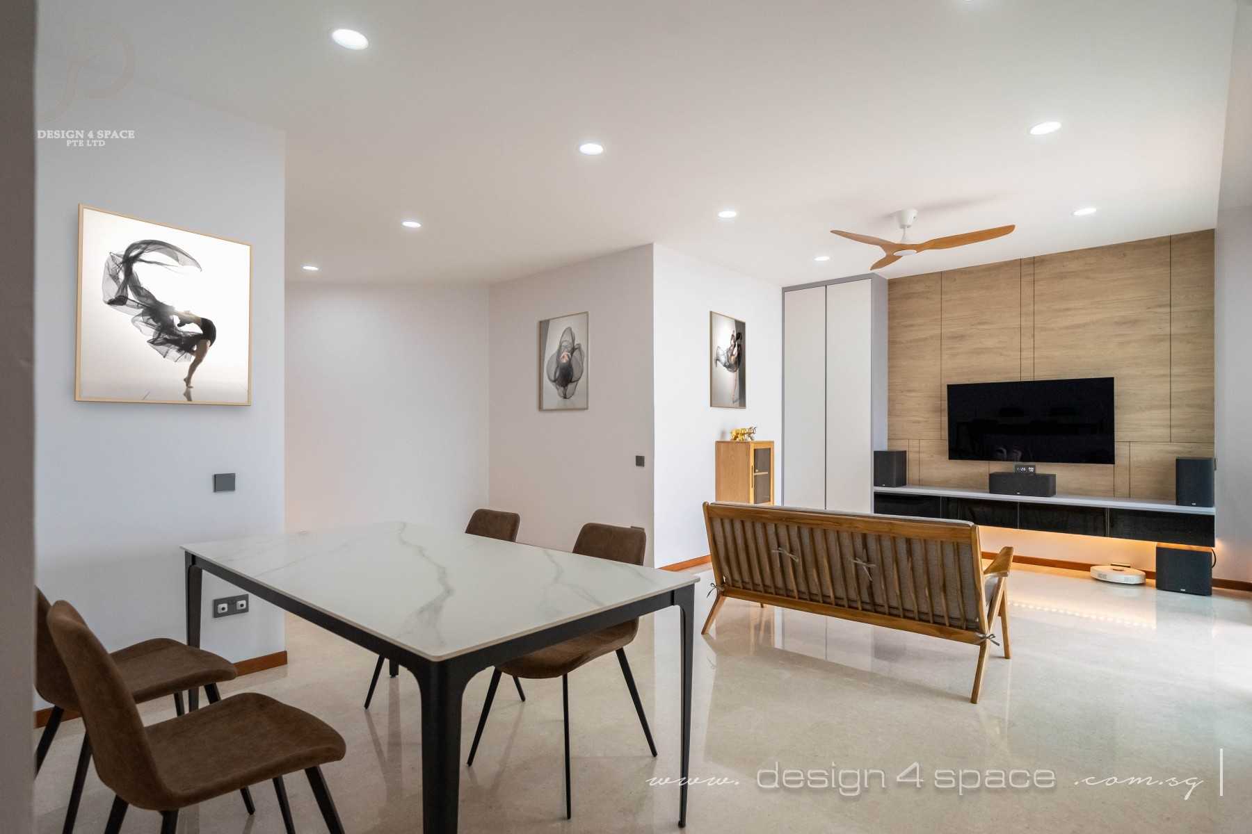 Minimalist Living Room with TV Console and Feature Wall