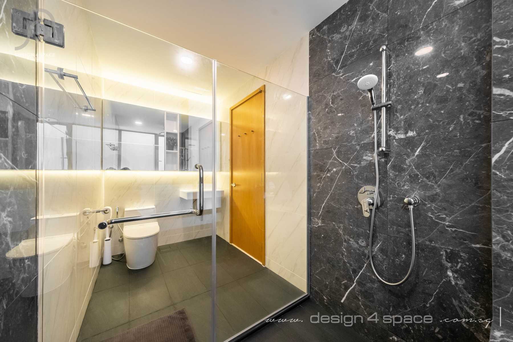 Minimalist Bathroom with Mirror and Shower Screen