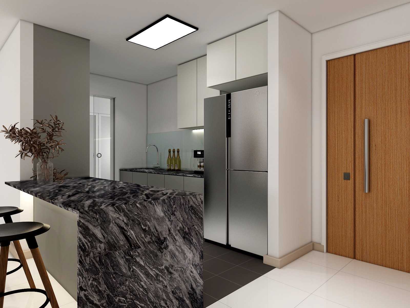 Contemporary Kitchen with Countertop and Kitchen Island