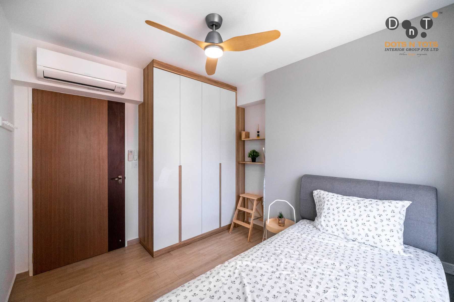 Scandinavian Bedroom with Vinyl Flooring and Wardrobe
