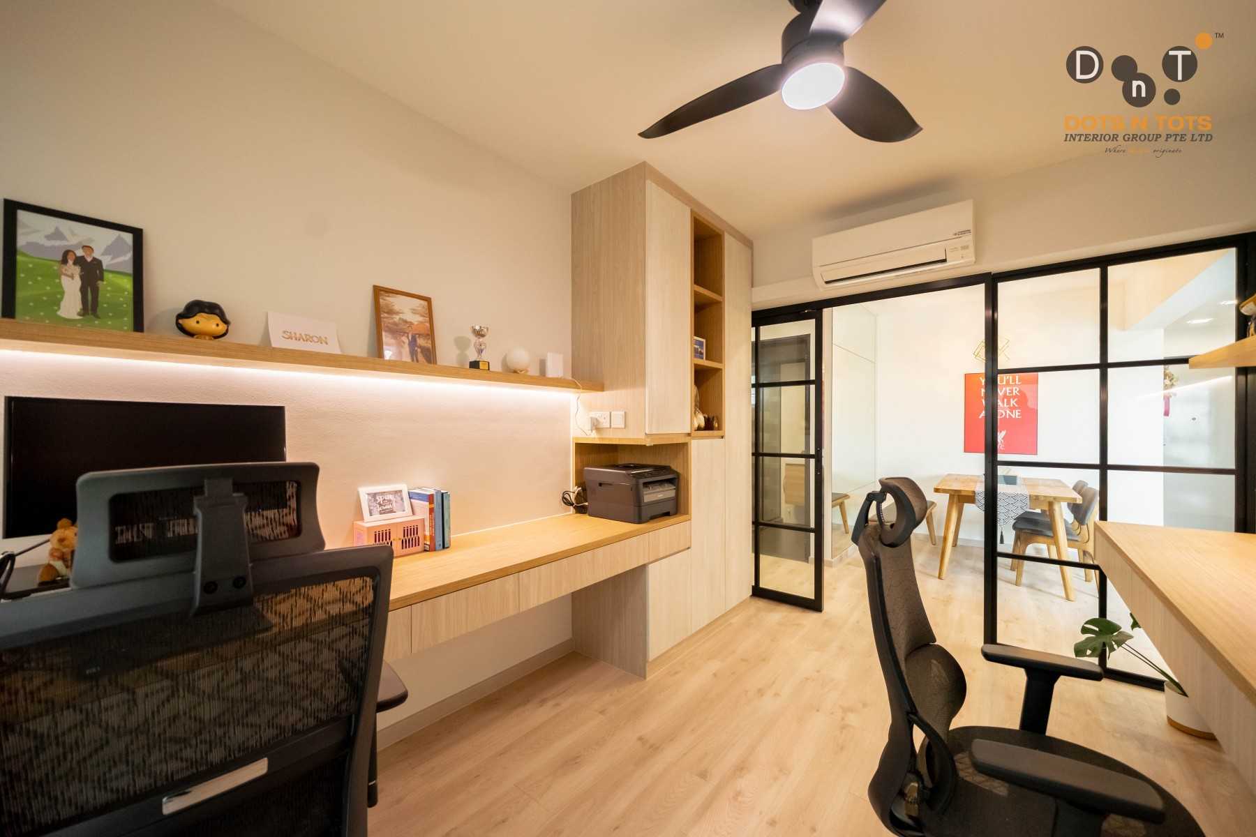 Scandinavian Study with Downlights and Desk Chairs