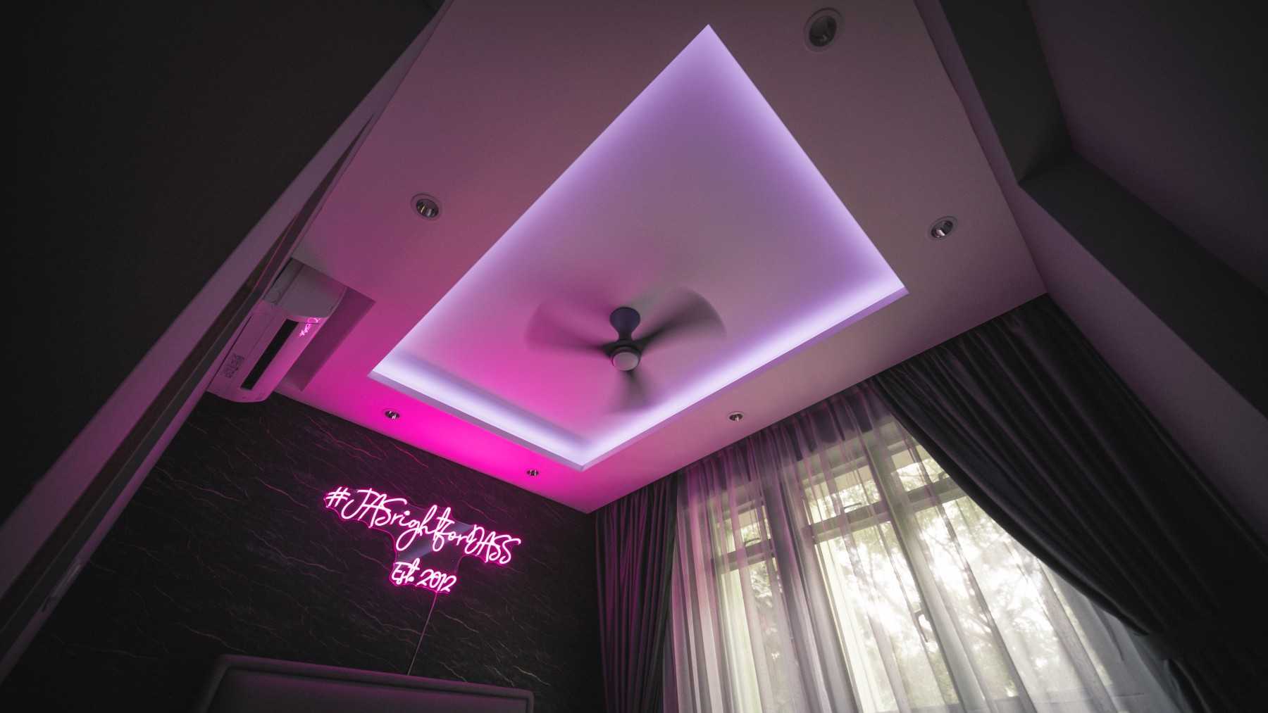 Scandinavian Bedroom with Cove Lighting and Ceiling Light