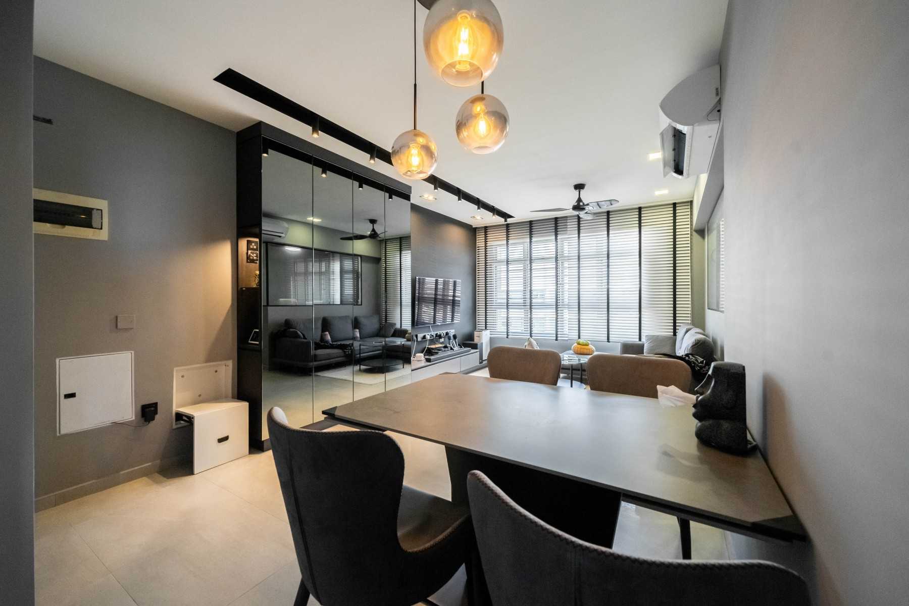 Modern Living Room with Vinyl Flooring and TV Console