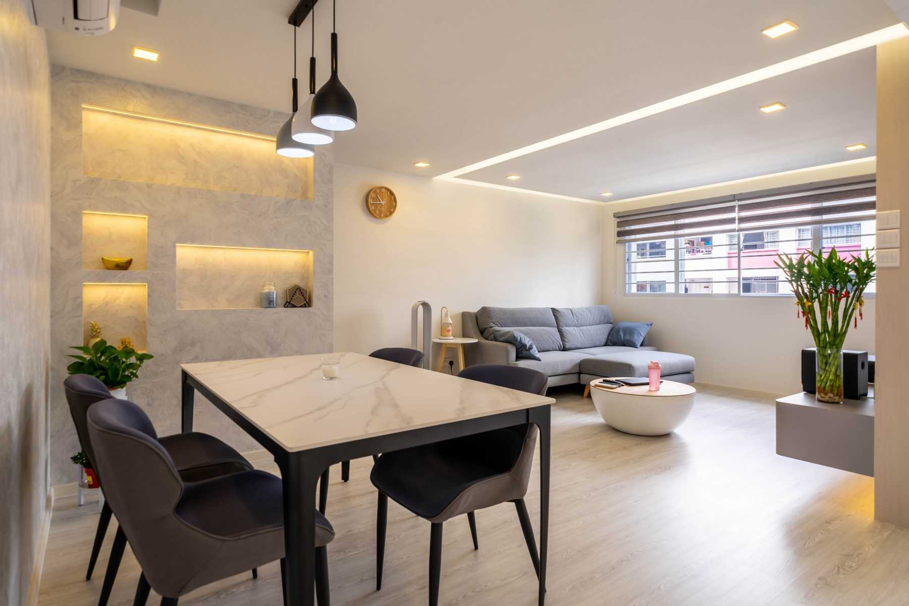 Modern Living Room with Vinyl Flooring and TV Console