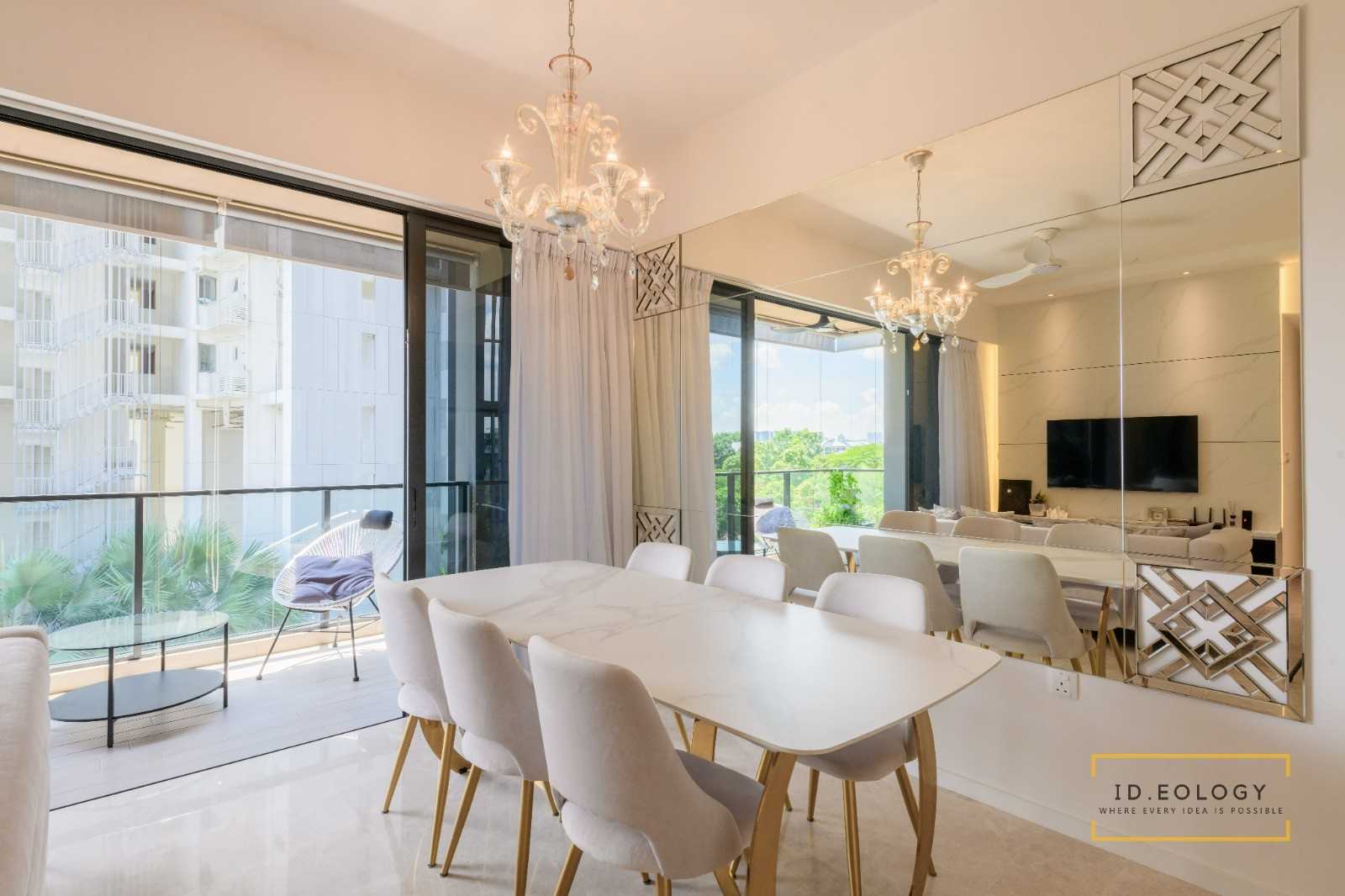 Contemporary Dining Room with Drop Light and Dining Table
