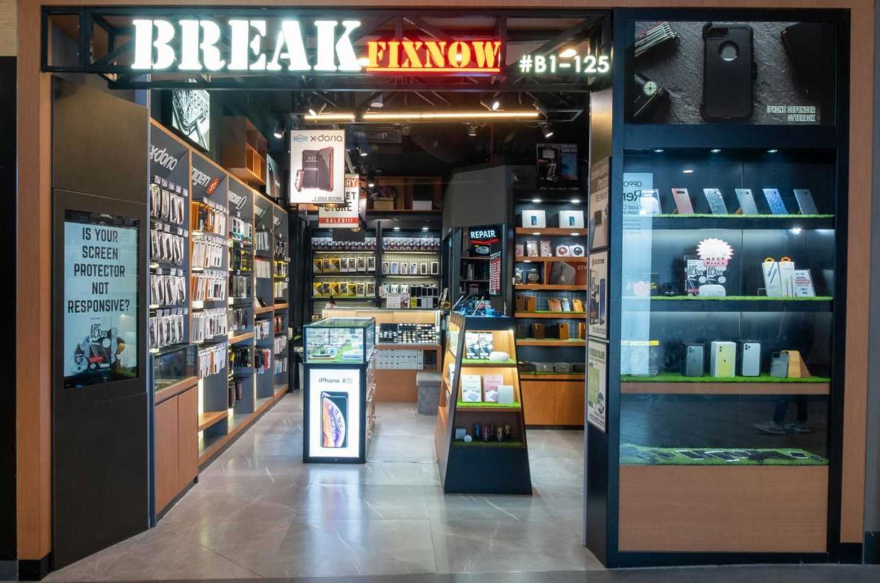 Modern Shopfront with Shelving Units and Open Storage