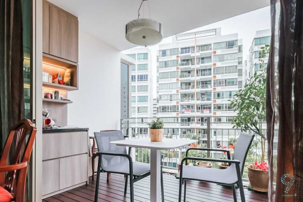 Country Balcony with Outdoor Table and Outdoor Chairs