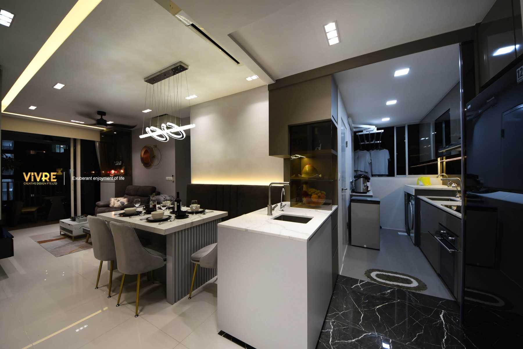 Modern Dining Room with Cove Lighting and Drop Ceiling